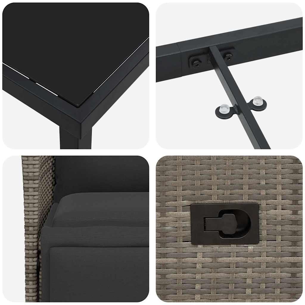 vidaXL σετ κήπου 5 τεμαχίων με μαξιλάρια Γκρι Πολυ Ρατάν