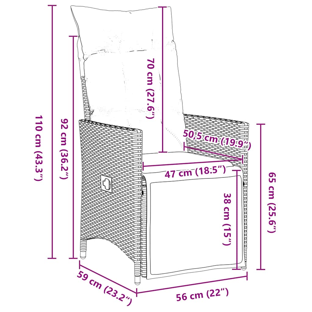 vidaXL Σετ Επίπλων Κήπου 3 Τεμαχίων με Μαξιλάρια Μπεζ Πολυ Ρατάν