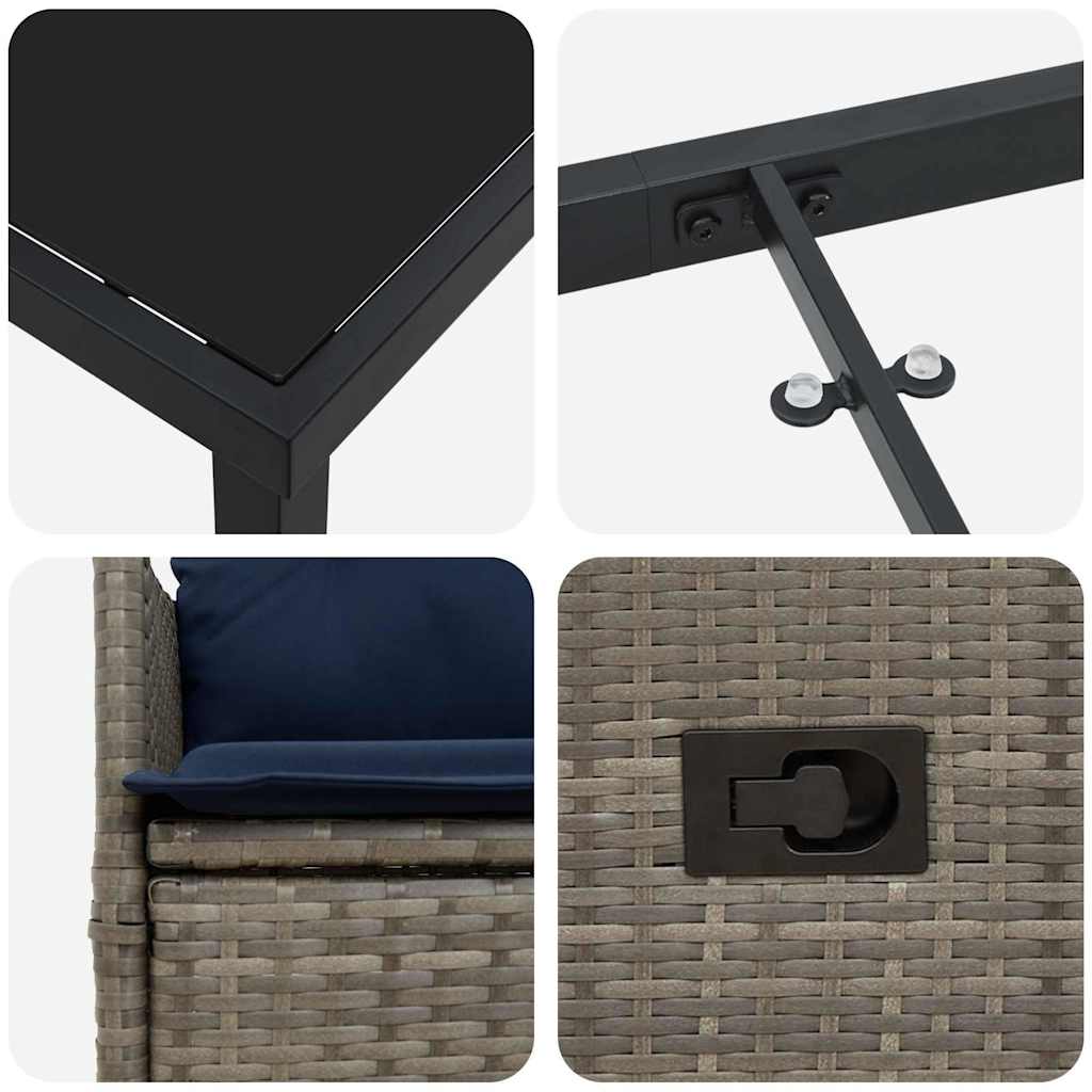 vidaXL Σέτ φαγητού για κήπο 7 pcs Γκρι συνθετικό ρατάν