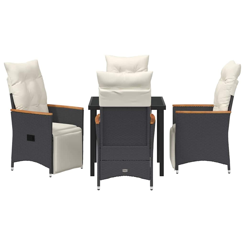 vidaXL Σετ Επίπλων Κήπου 5 Τεμαχίων με Μαξιλάρια Μαύρο Πολυ Ρατάν