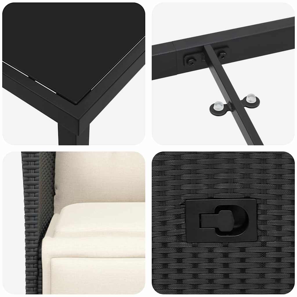 vidaXL Σετ 5 Τεμαχίων Επίπλων Κήπου με Μαξιλάρια Μαύρο Πολυ Ρατάν