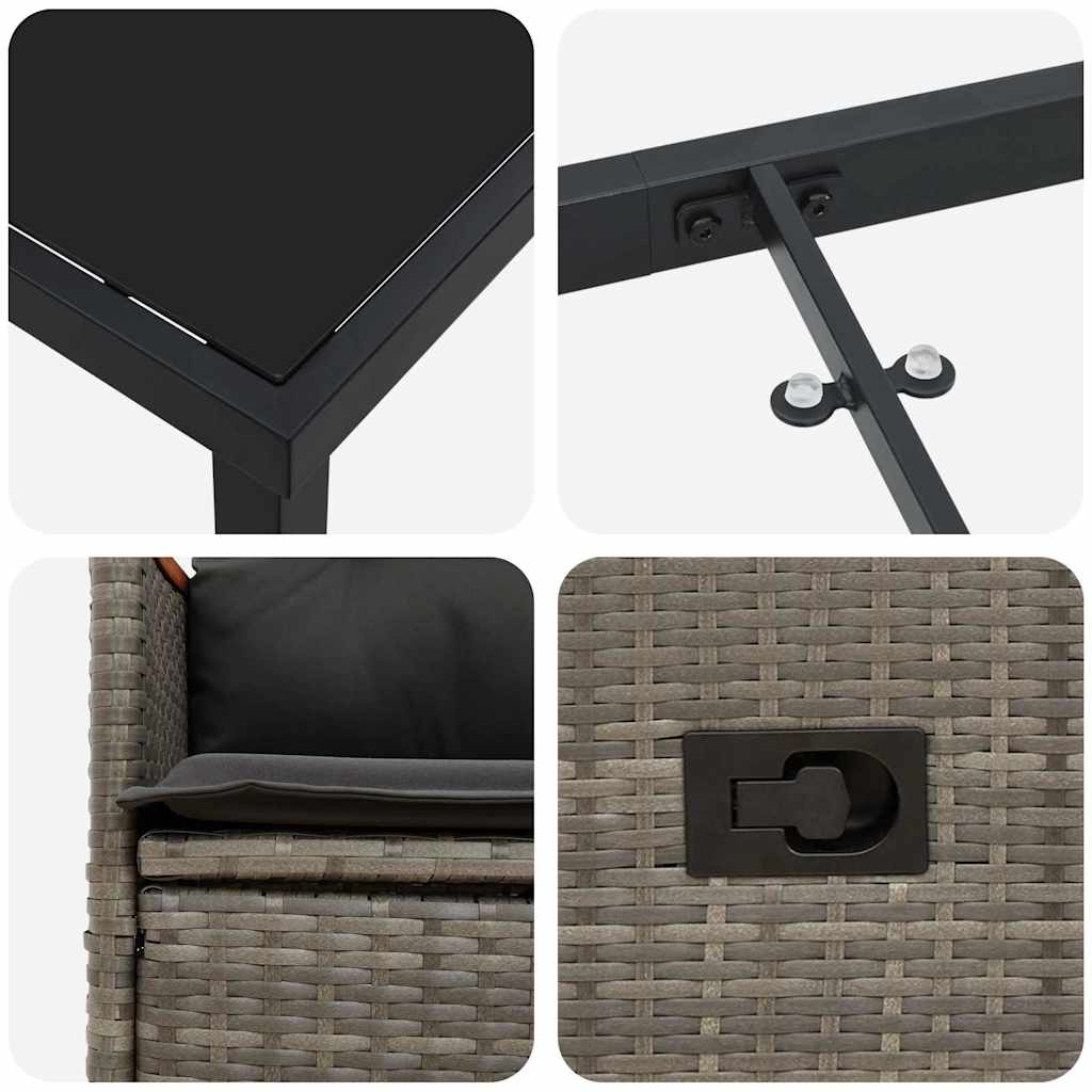 vidaXL 5-τμήματος Σετ Επίπλων Κήπου Με Μαξιλάρια Γκρι Πολύ Ράτα