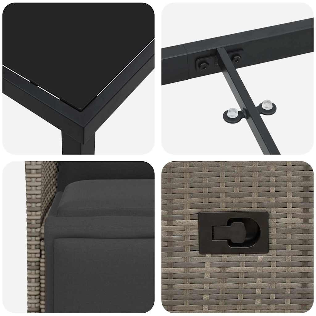 vidaXL Σετ κήπου 5 κομματιών με μαξιλάρια Γκρι Poly Rattan