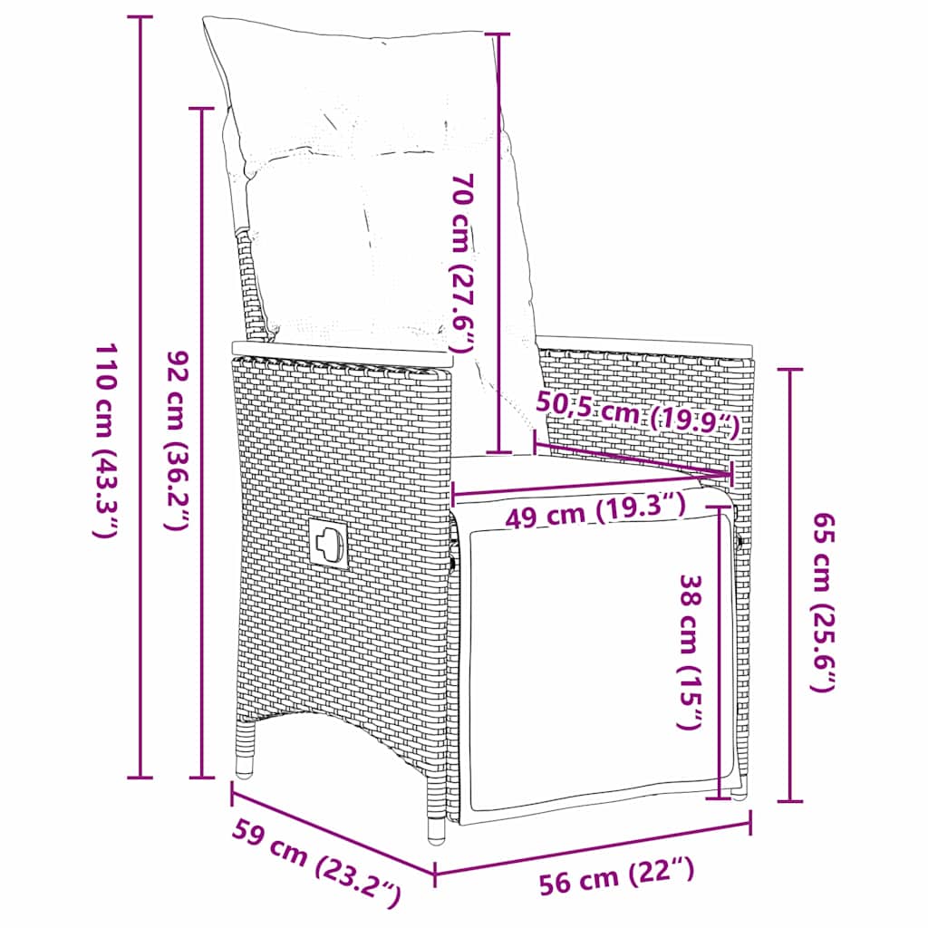 vidaXL Σετ κήπου 5 κομματιών με μαξιλάρια Γκρι Poly Rattan