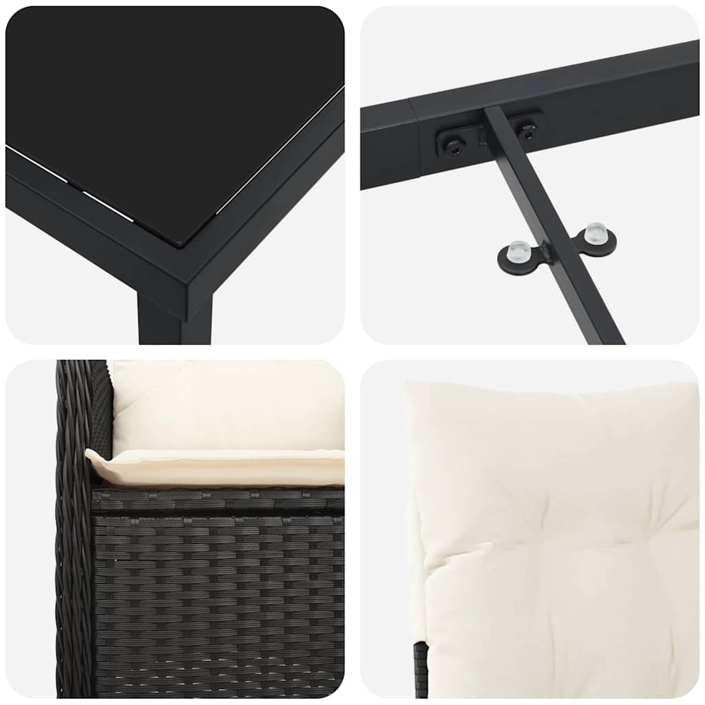 vidaXL Σετ 5 Τμχ Για Καθιστικό Κήπου με Μαξιλάρια Μαύρο Πολυ Ράταν