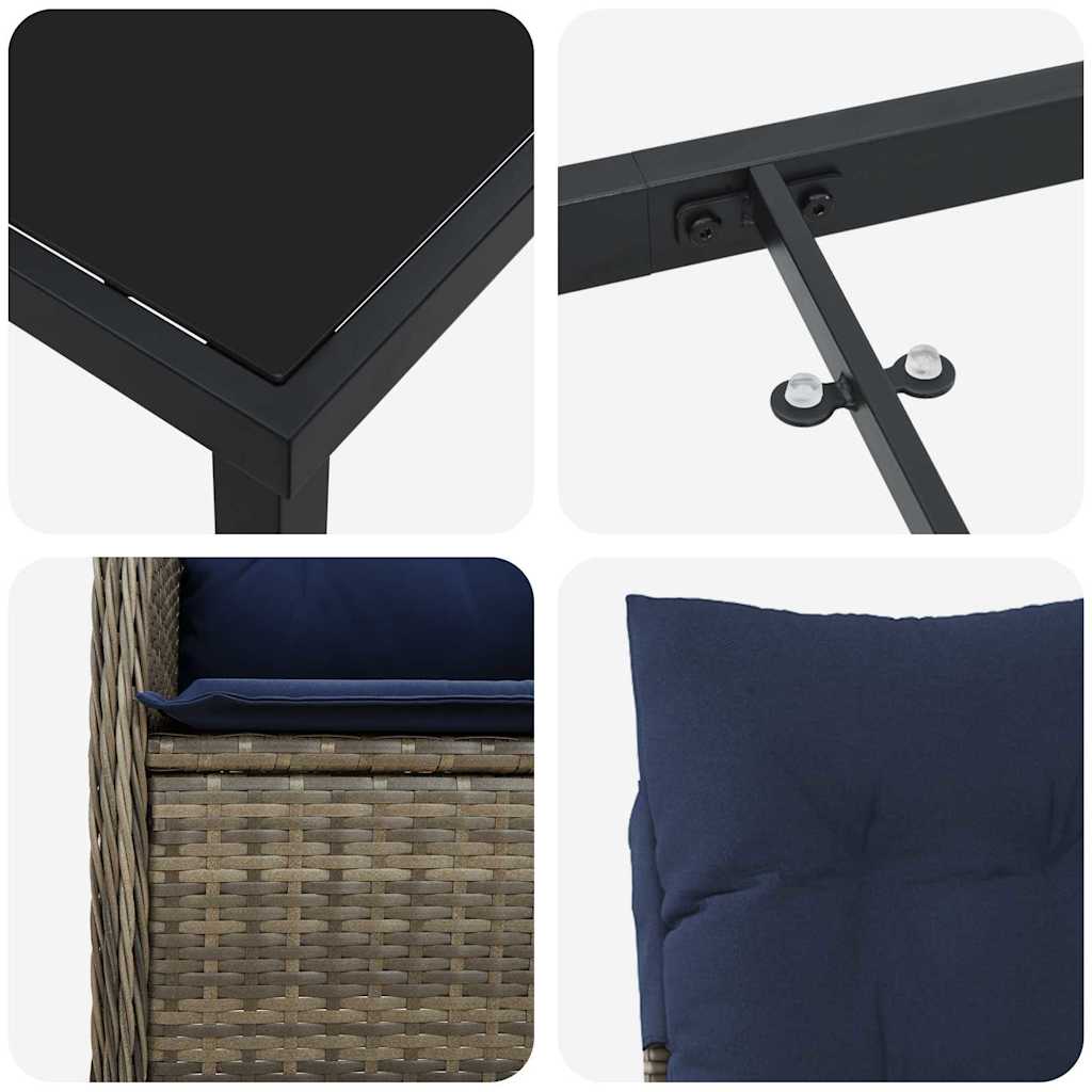 vidaXL Σετ 5 Τεμαχίων Έπιπλα Κήπου με Μαξιλάρια Μαύρη Πολυ Ράτα
