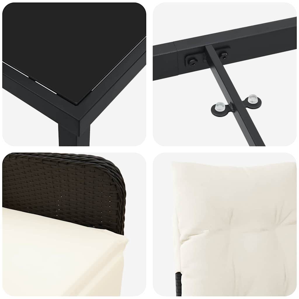 vidaXL Σετ Κηπουρικής 5 Τεμαχίων με Μαξιλάρια Μαύρο