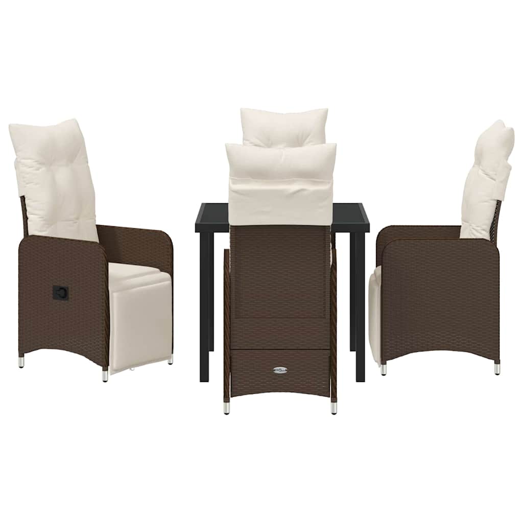 vidaXL Σετ Γευματικής Καρέκλας Κήπου 5 Τεμάχια με Μαξιλάρια Καφέ Πολυ Ράτα