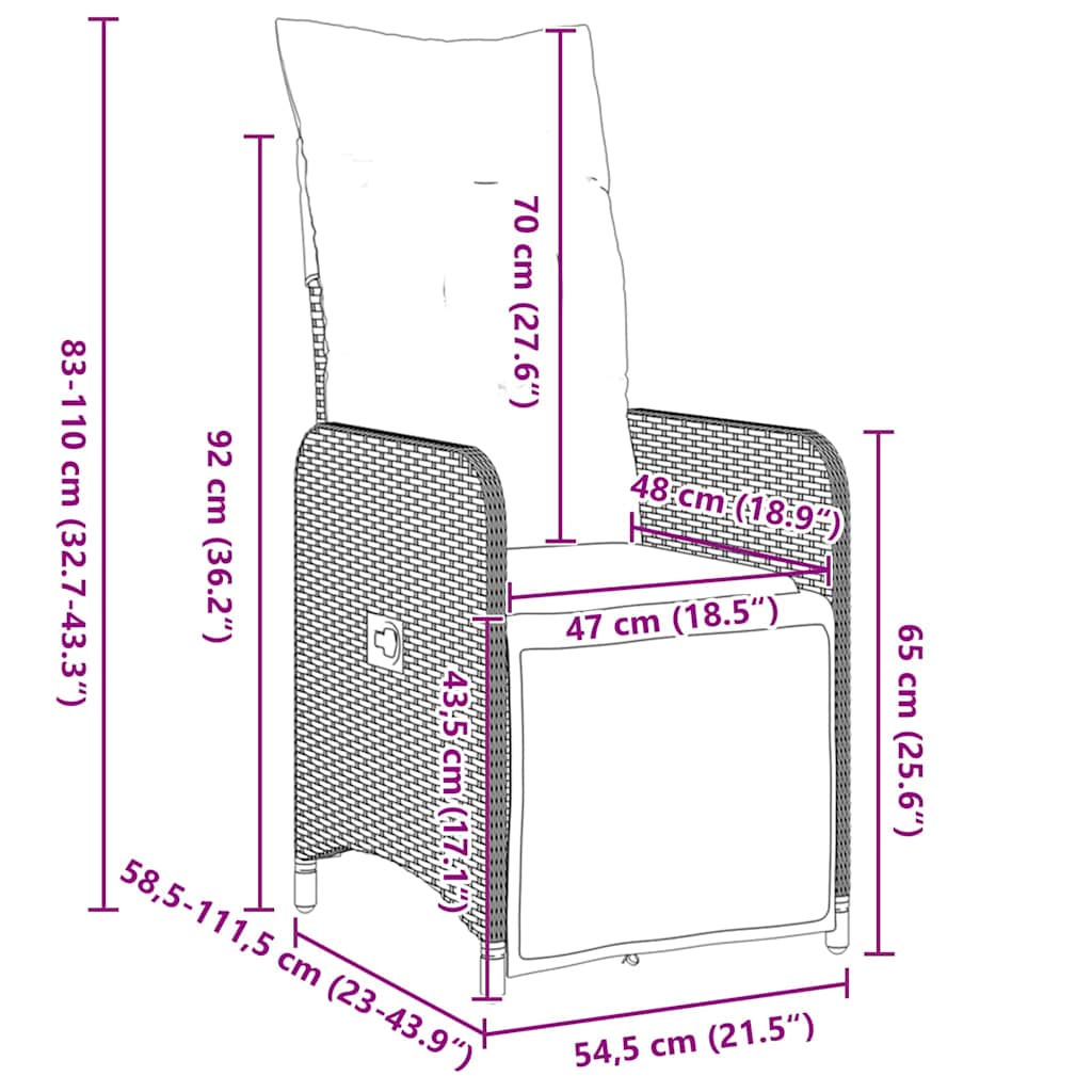 vidaXL Σετ Κηποεπίπλων 5 Τμχ με Μαξιλάρια Καφέ Πολυ Ρατάν