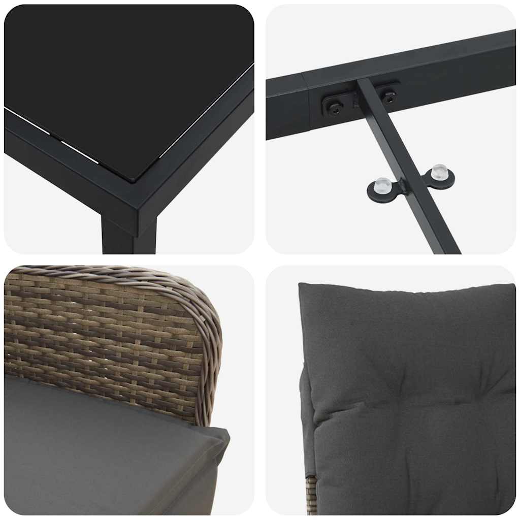 vidaXL 3 τμχ Σετ Καθιστικού Κήπου με Μαξιλάρια Γκρι Πολυκαρβόνου