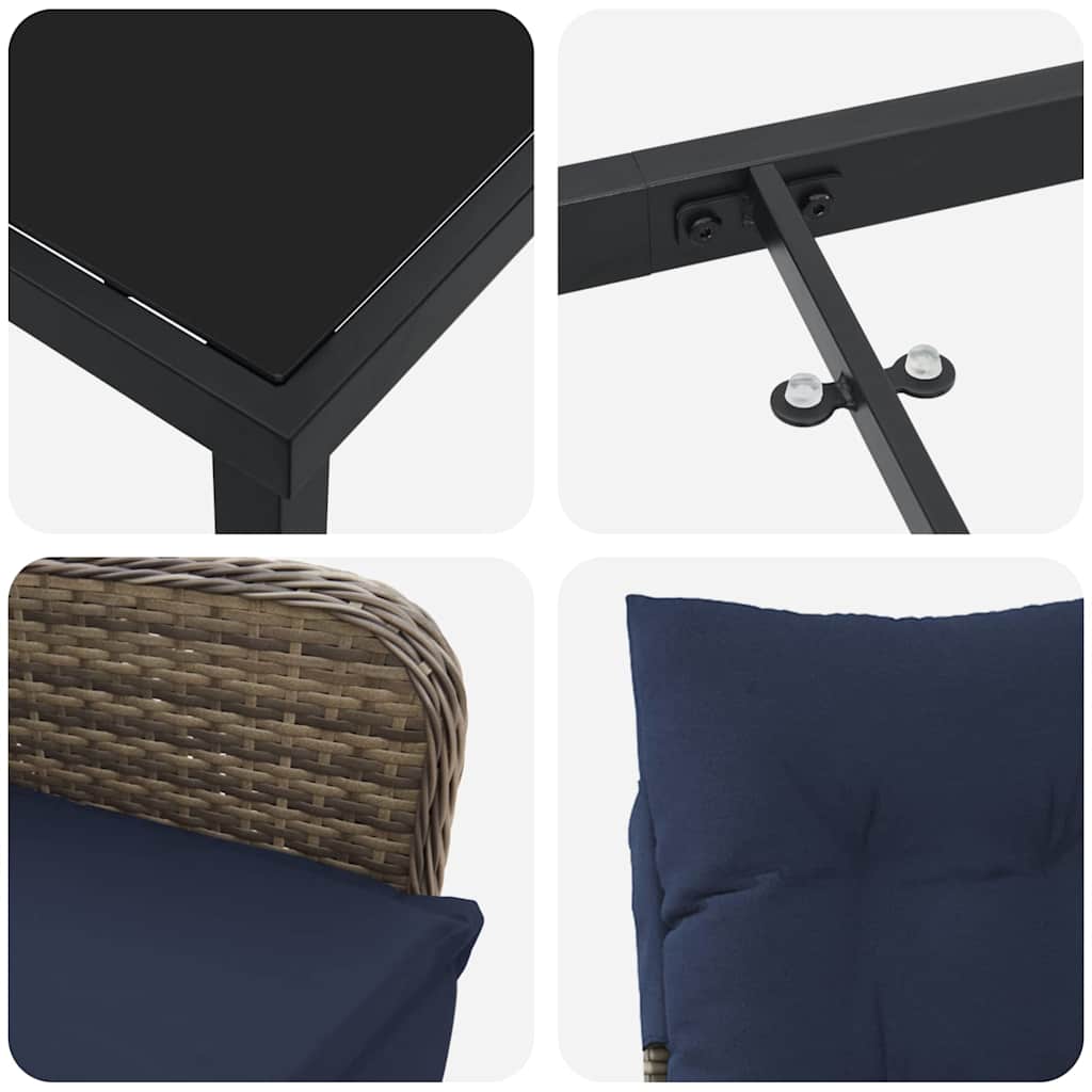 vidaXL Σέτ φαγητού για κήπο 3 pcs Γκρι συνθετικό ρατάν