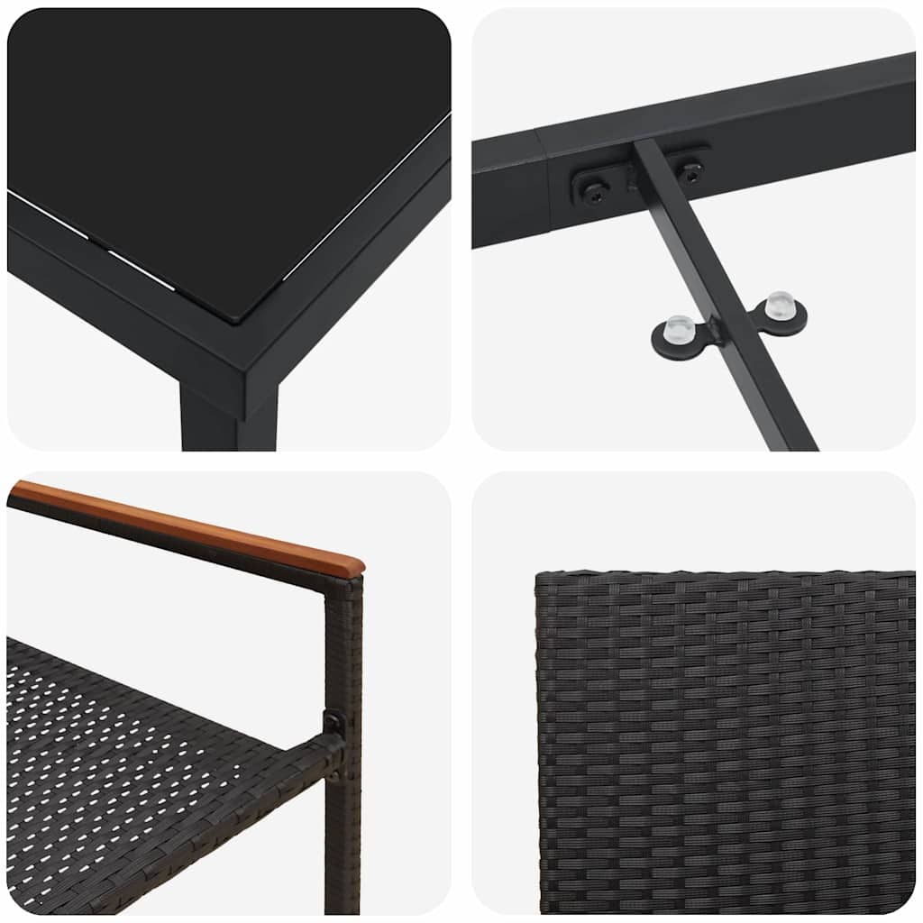 vidaXL Σετ Γεύματος Κήπου 7 Τεμαχίων Μαύρο Συνθετικό Ρατάν