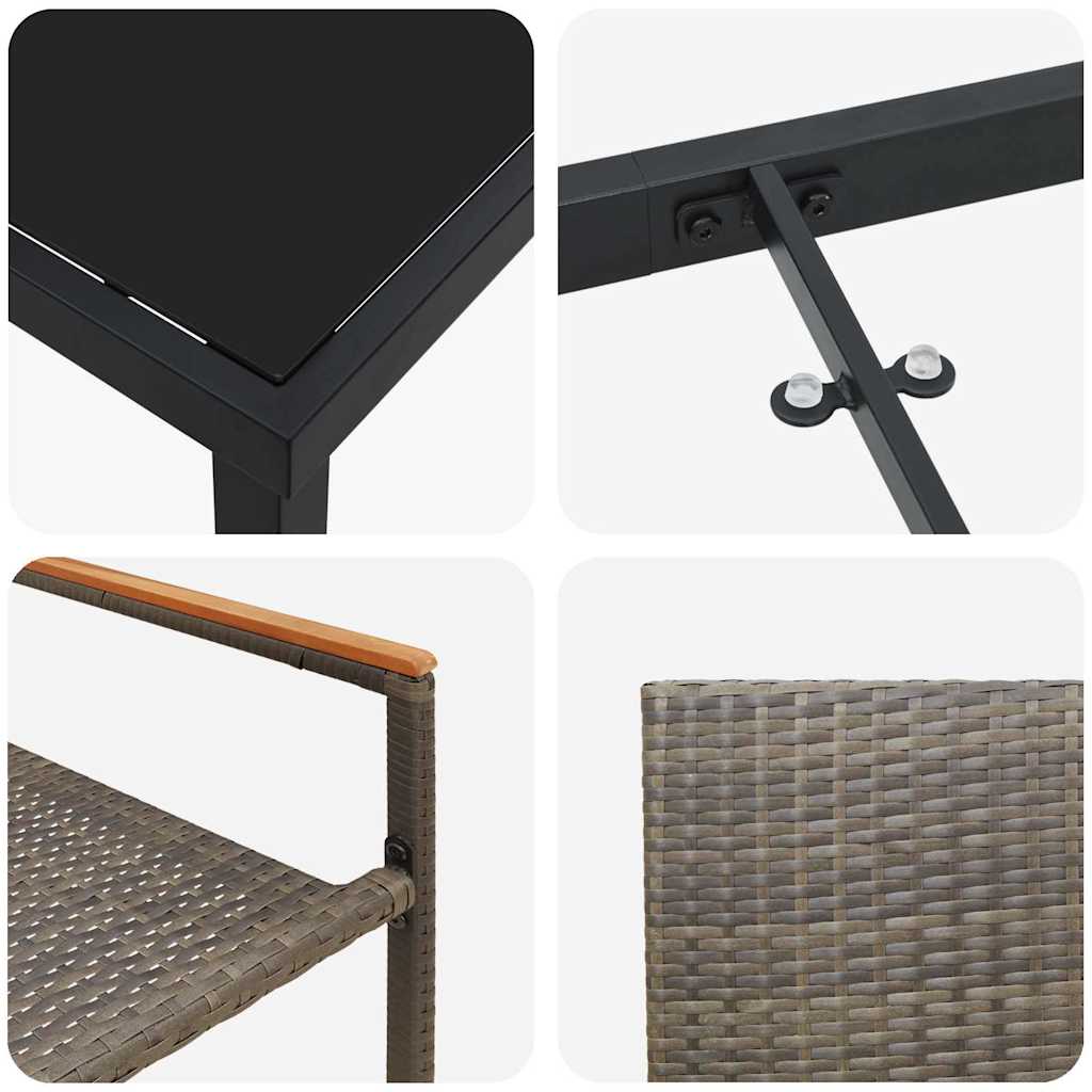 vidaXL Σετ Φαγητού 5 Τεμαχίων Γκρι Συνθετικό Ρατάν