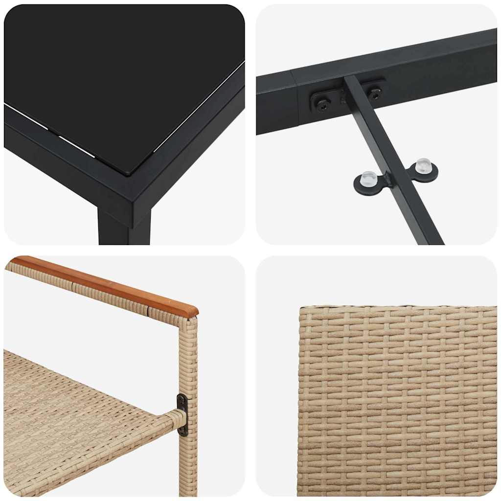 vidaXL Σετ Τραπεζαρίας Κήπου 3 Τεμαχίων Μπεζ Πολυ Ρατάν