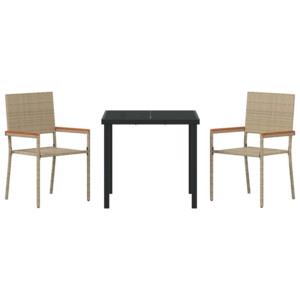 vidaXL Σετ Τραπεζαρίας Κήπου 3 Τεμαχίων Μπεζ Πολυ Ρατάν