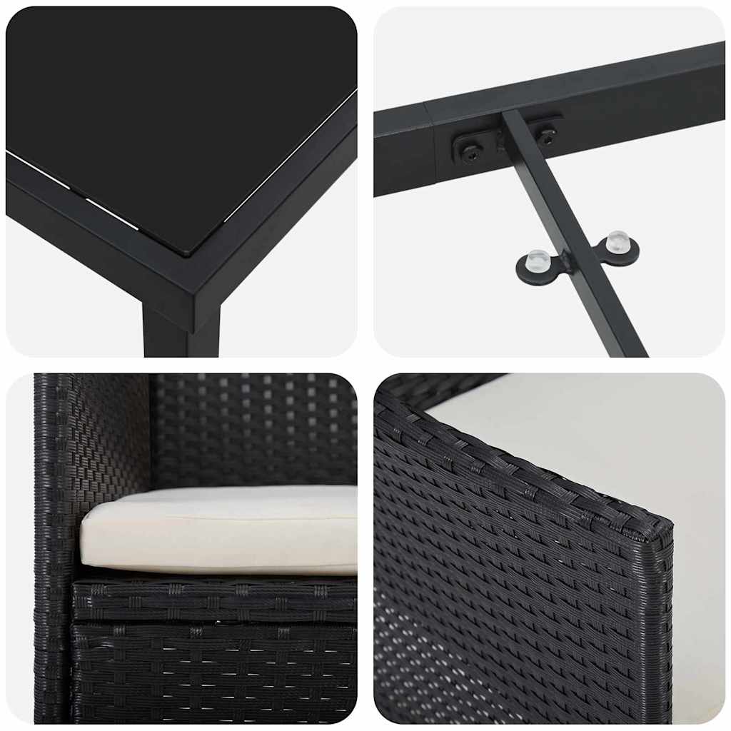 vidaXL Σετ Καθιστικού Κήπου 3 Τεμαχίων Μαύρο Πολυ Ρατάν