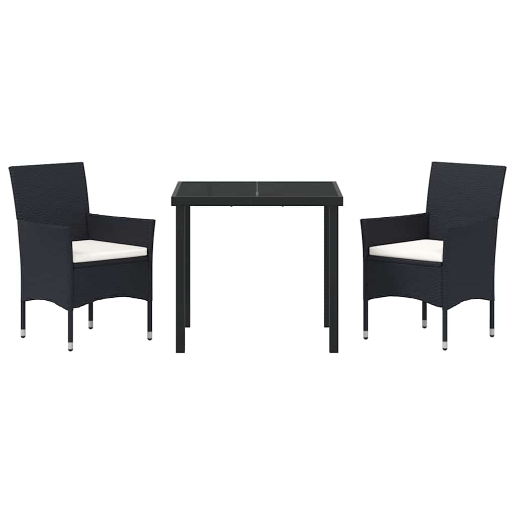 vidaXL Σετ Καθιστικού Κήπου 3 Τεμαχίων Μαύρο Πολυ Ρατάν