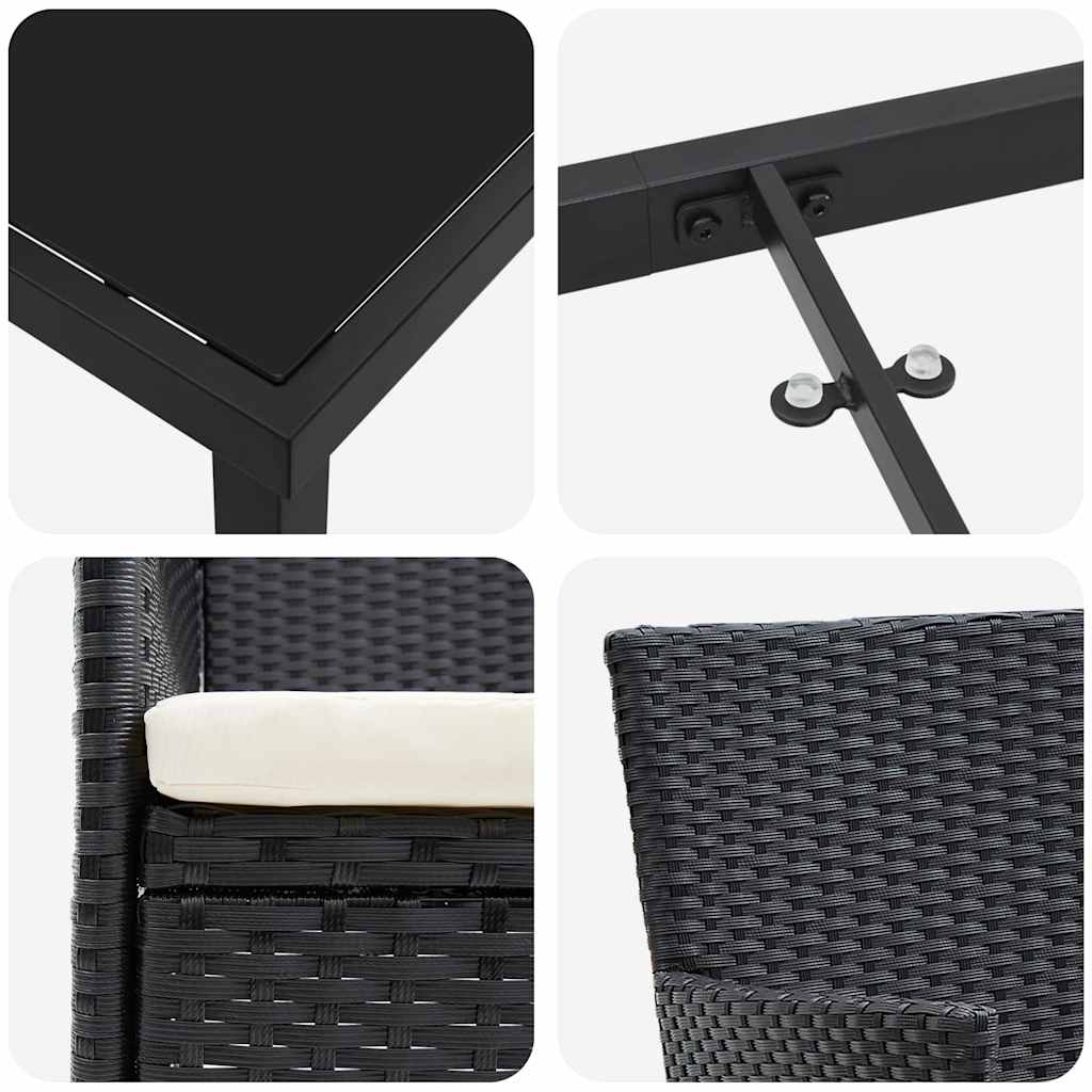 vidaXL 5 Τεμαχίων Σετ Καθιστικού Κήπου Μαύρο Πολυ Ρατάν