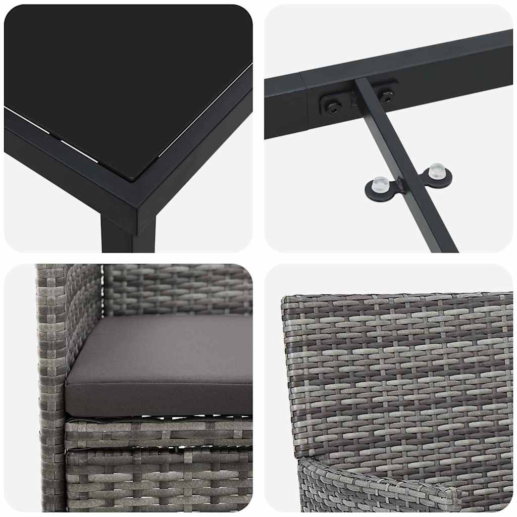 vidaXL Σετ Καθισμάτων Τραπεζαρίας 3 Τεμαχίων Γκρι Πολυρατάν