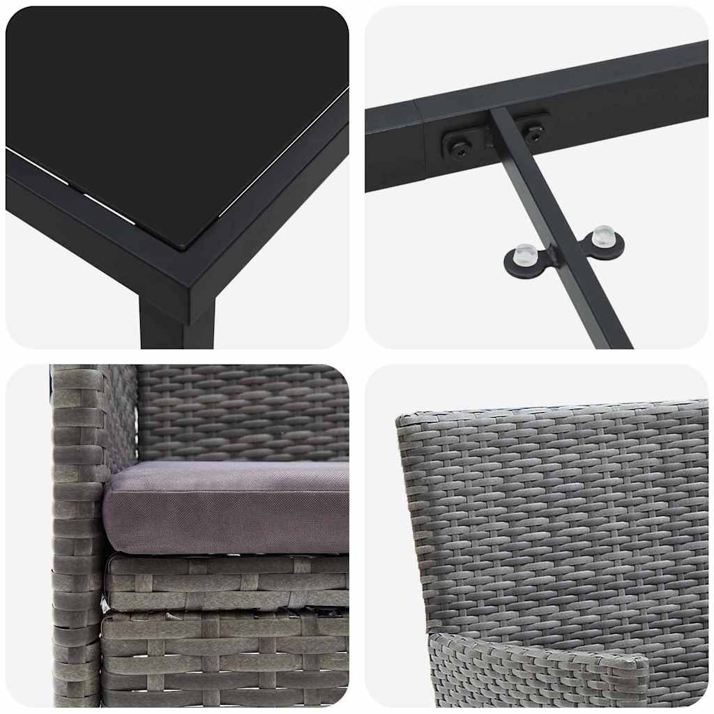 vidaXL Σετ Κήπου 5 τεμαχίων Γκρι Πολυ Ρατάν