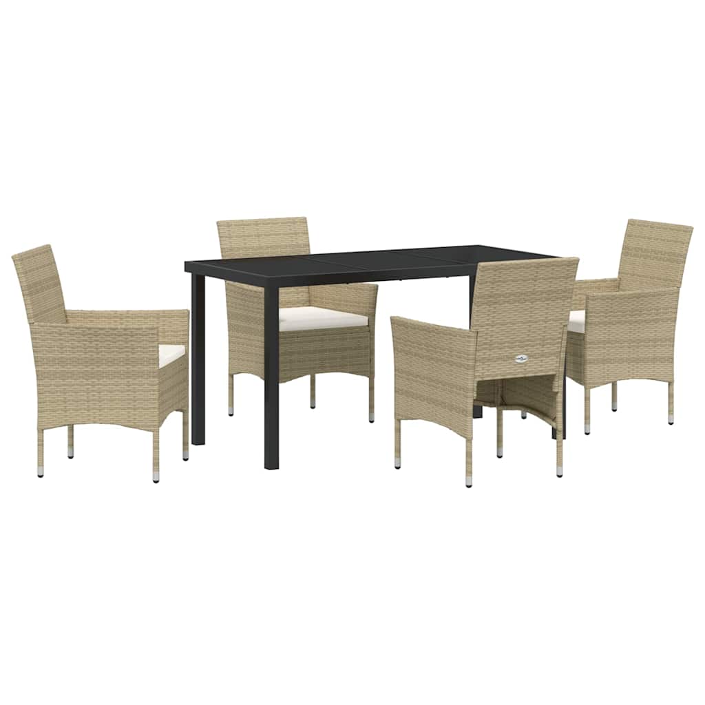 vidaXL Σετ Τραπεζαρίας 5 Τεμαχίων Κήπου Μπεζ Πολυ Ρατάν