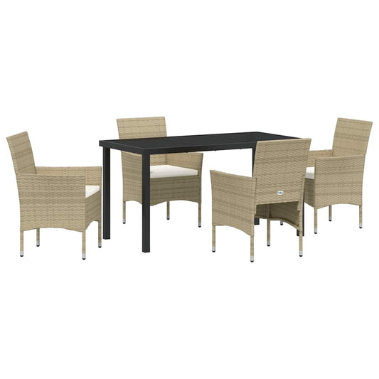 vidaXL Σετ Τραπεζαρίας 5 Τεμαχίων Κήπου Μπεζ Πολυ Ρατάν