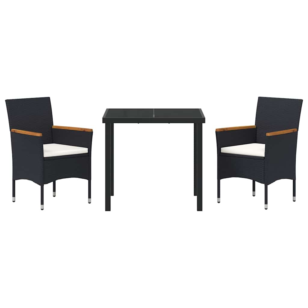 vidaXL Set 3 τεμαχίων Τραπεζαρία Κήπου Μαύρο Ρατάν