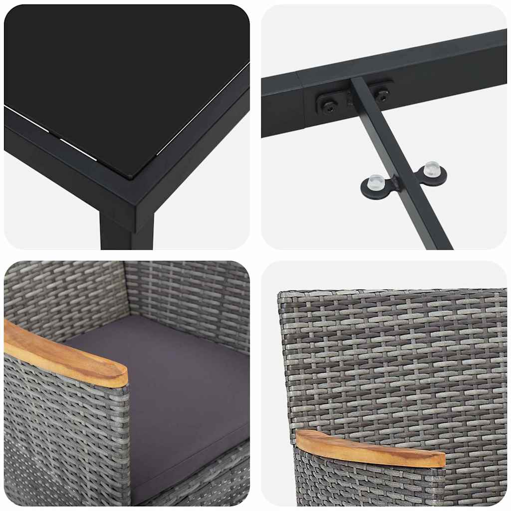 vidaXL Σετ 3 Τεμαχίων Κήπου Γκρι Πολυρατάν