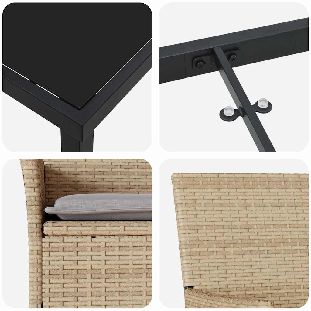 vidaXL Σέτ φαγητού για κήπο με μαξιλάρι 5 pcs Μπεζ Πολυ ράταν