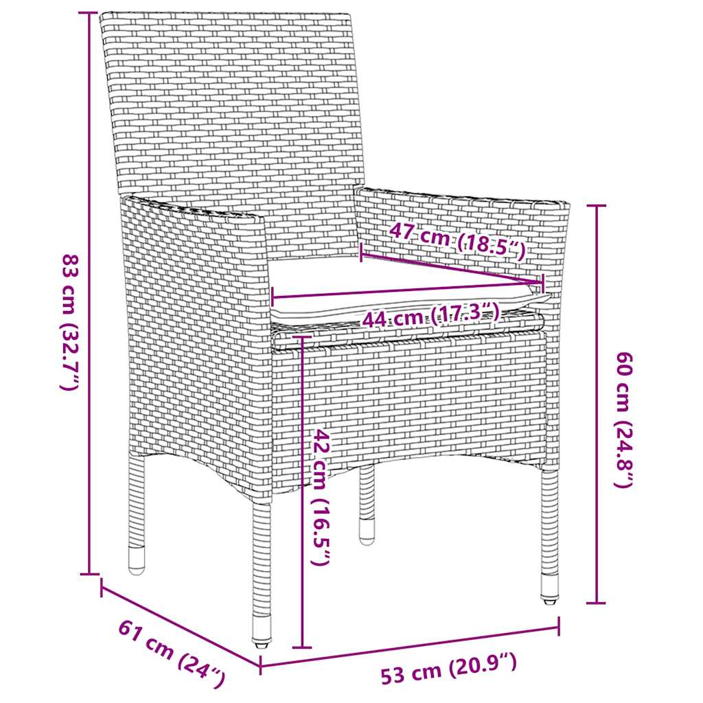 vidaXL Σέτ φαγητού για κήπο με μαξιλάρι 5 pcs Μπεζ Πολυ ράταν