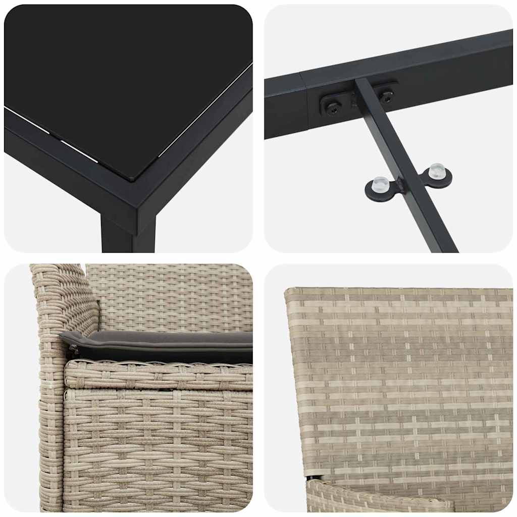 vidaXL Σετ Τραπεζαρίας Κήπου 5 Τεμαχίων με Μαξιλάρια Ανοιχτό Γκρι Πολυ Ρατάν