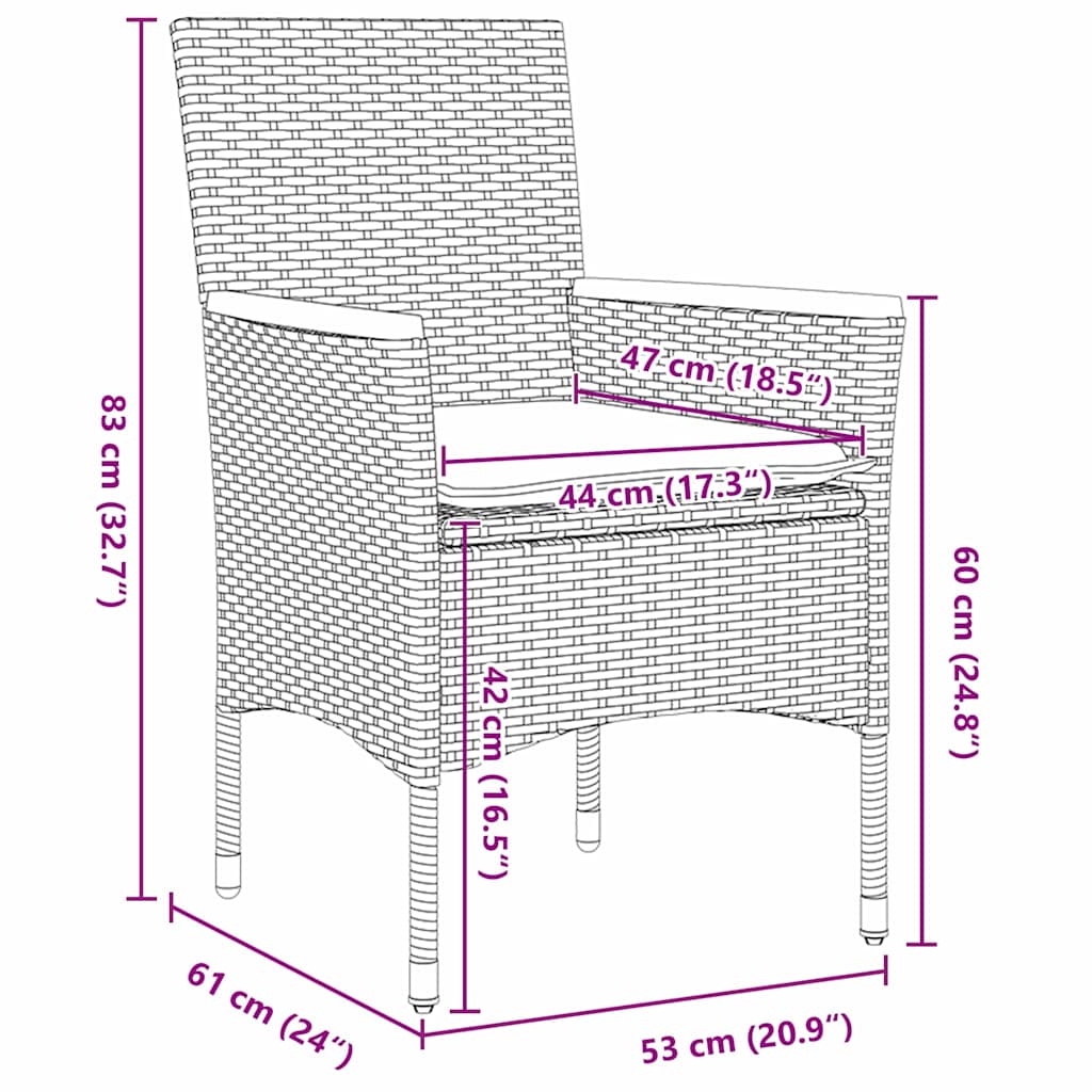 vidaXL Σετ Κήπου 5 Τεμαχίων με Μαξιλάρια σε Μαύρο Πολυ Ρατάν