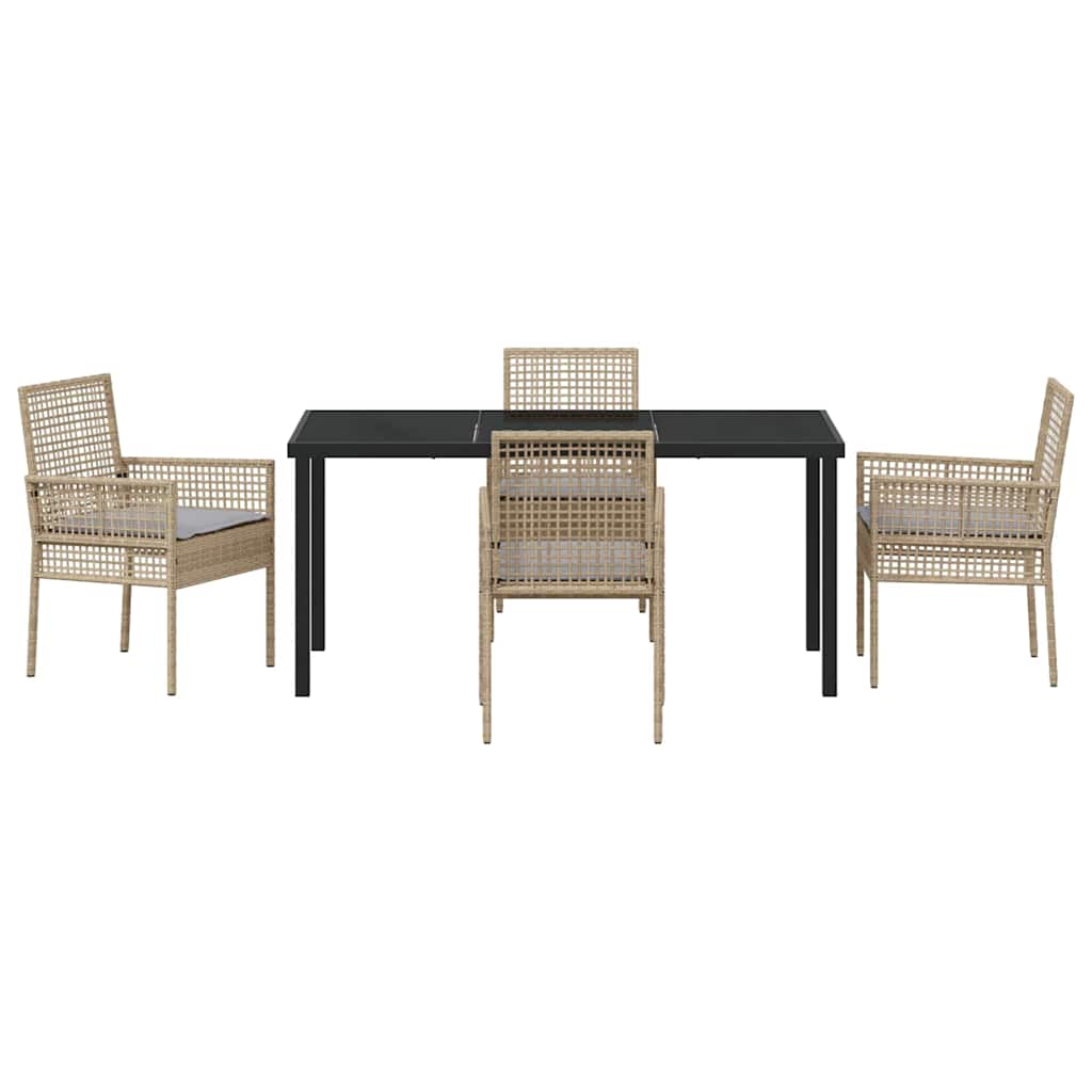 vidaXL Σέτ φαγητού για κήπο με μαξιλάρι 5 pcs Μπεζ Πολυ ράταν