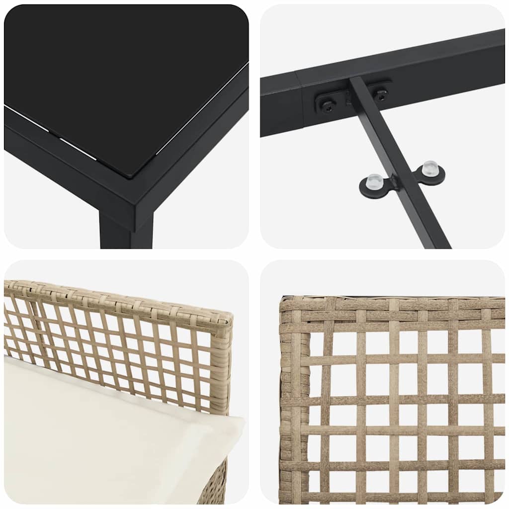 vidaXL Σέτ φαγητού για κήπο με μαξιλάρι 5 pcs Μπεζ Πολυ ράταν