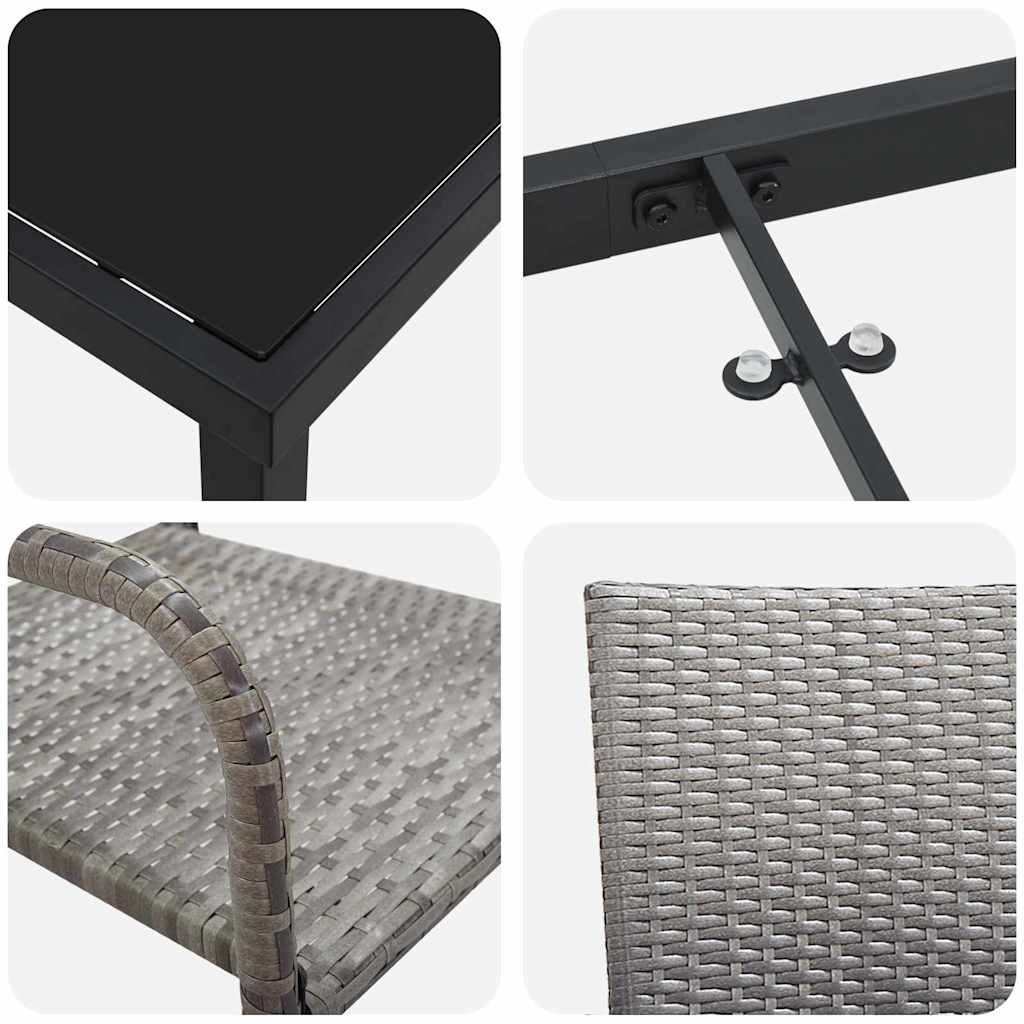 vidaXL Σετ Κήπου 3 Τμχ Γκρι Πολυ Ράτταν