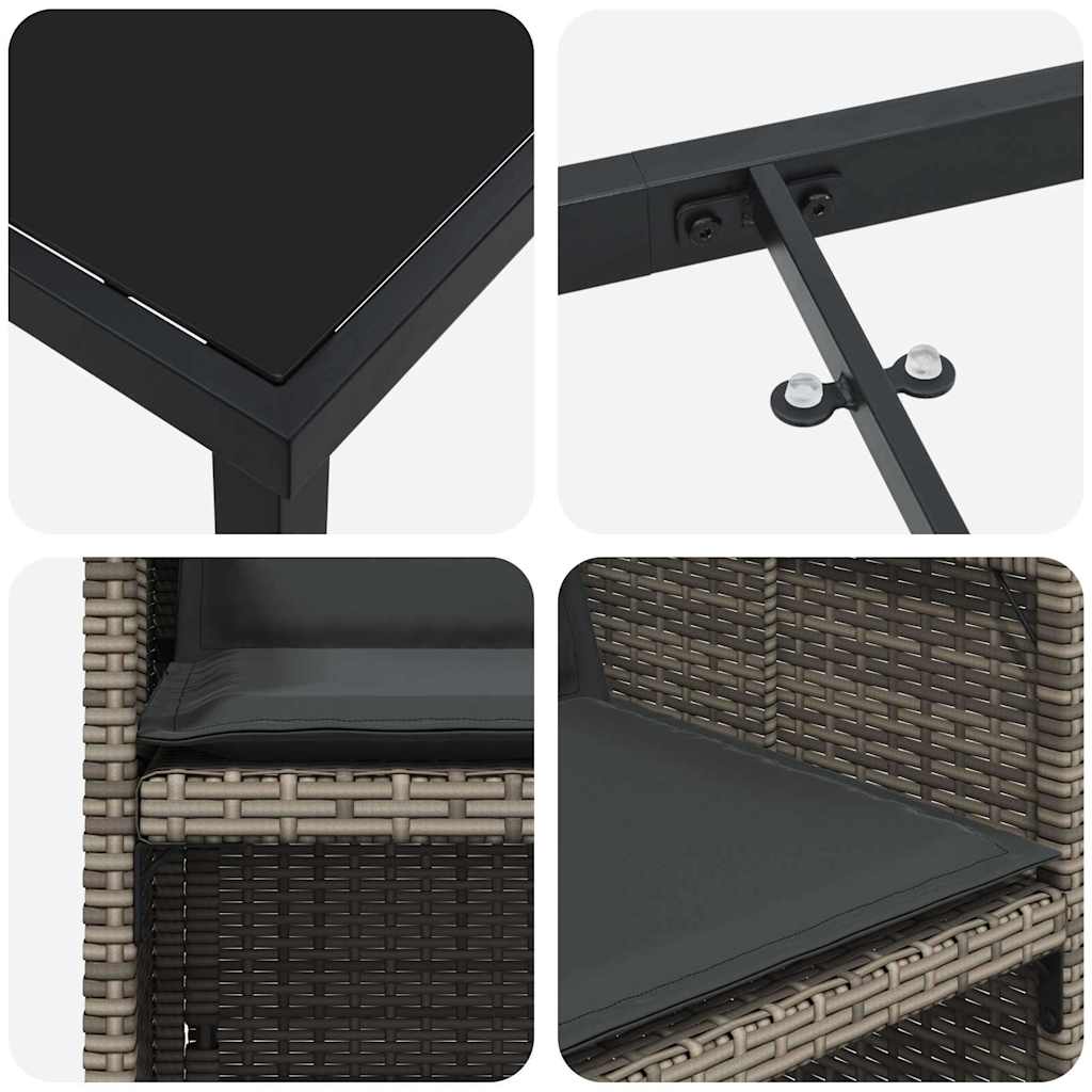 vidaXL Σέτ φαγητού για κήπο με μαξιλάρι 5 pcs Γκρι Πολυ ράταν