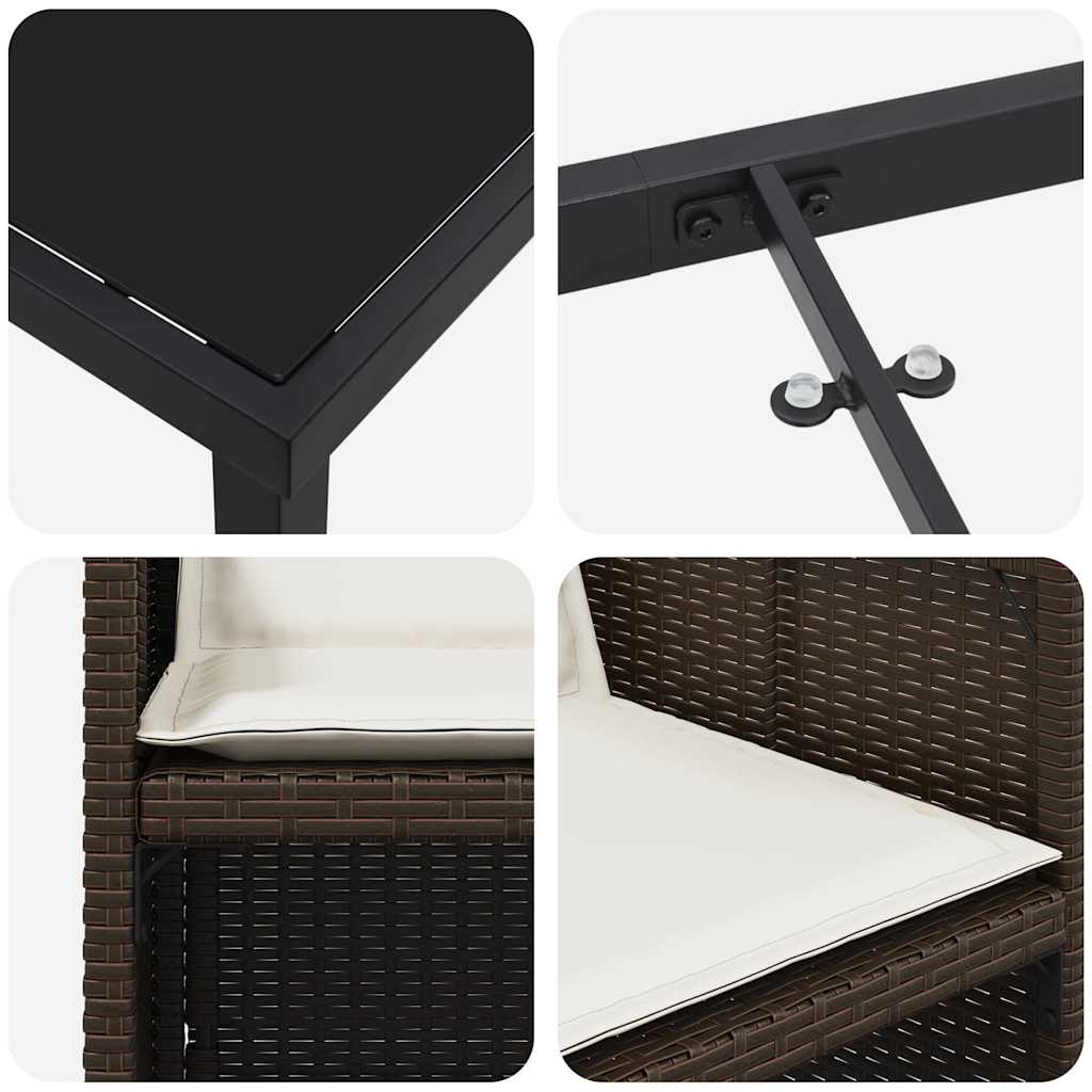 vidaXL Σετ Εξωτερικού Χώρου 5 Τεμαχίων με Μαξιλάρια Καφέ Πολυ-Ράτανα