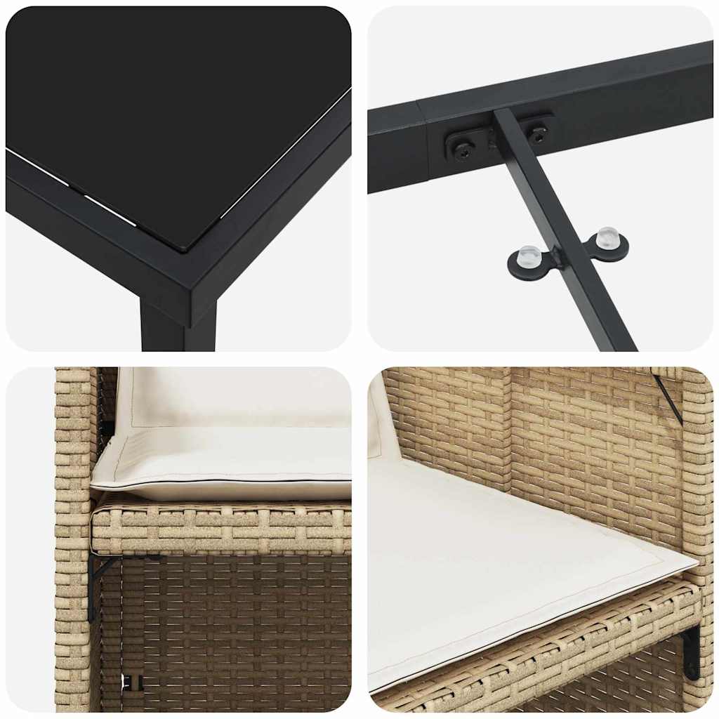 vidaXL Σετ Γεύματος Για Εξωτερικούς Χώρους 5 Τεμαχίων Με Μαξιλάρια Μπεζ Πολυ Ράτταν