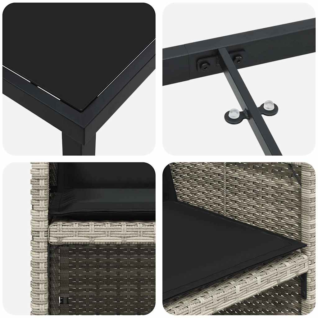 vidaXL Σετ φαγητού κήπου 5 τεμαχίων από την με μαξιλάρια σε ανοιχτό γκρι πολυ rattan