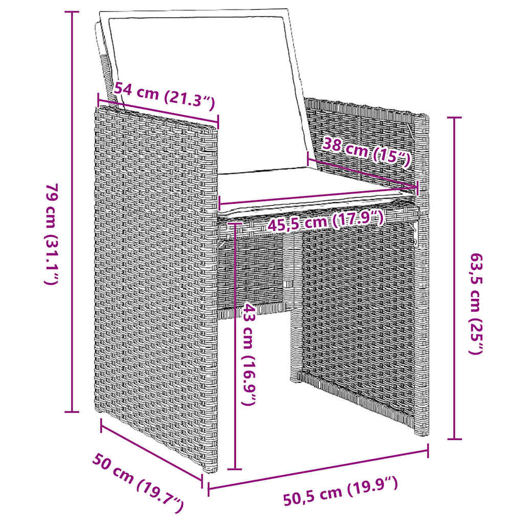 vidaXL Σετ φαγητού κήπου 5 τεμαχίων από την με μαξιλάρια σε ανοιχτό γκρι πολυ rattan