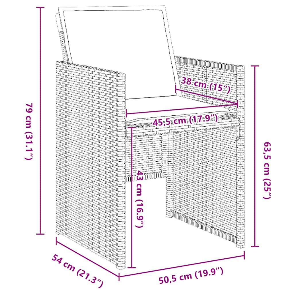 vidaXL Σέτ φαγητού για κήπο με μαξιλάρι 5 pcs Μπεζ Πολυ ράταν