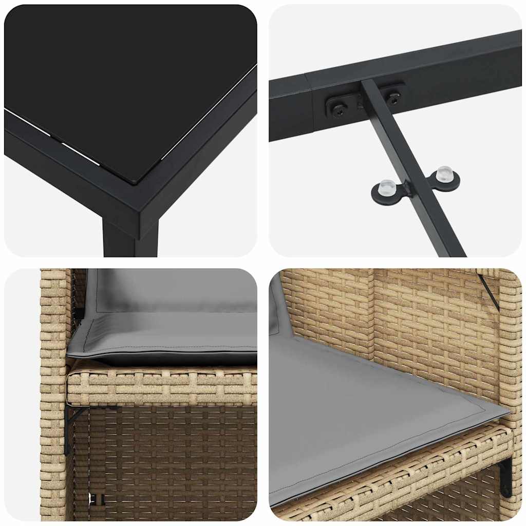 vidaXL Σετ Φαγητού Κήπου 5 τεμαχίων με Μαξιλάρια σε Μπεζ Πολυ Ράτταν