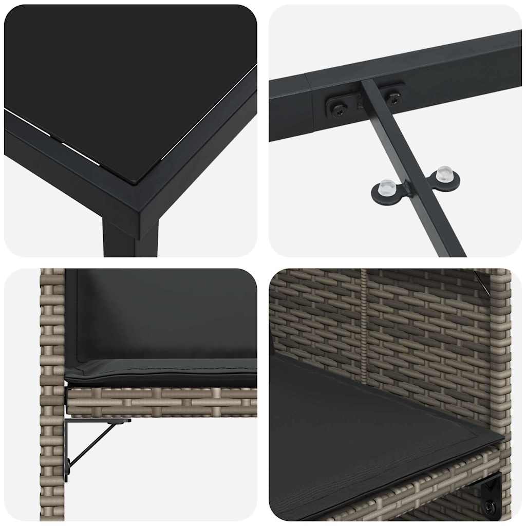 vidaXL Σέτ φαγητού για κήπο με μαξιλάρι 5 pcs Γκρι Πολυ ράταν