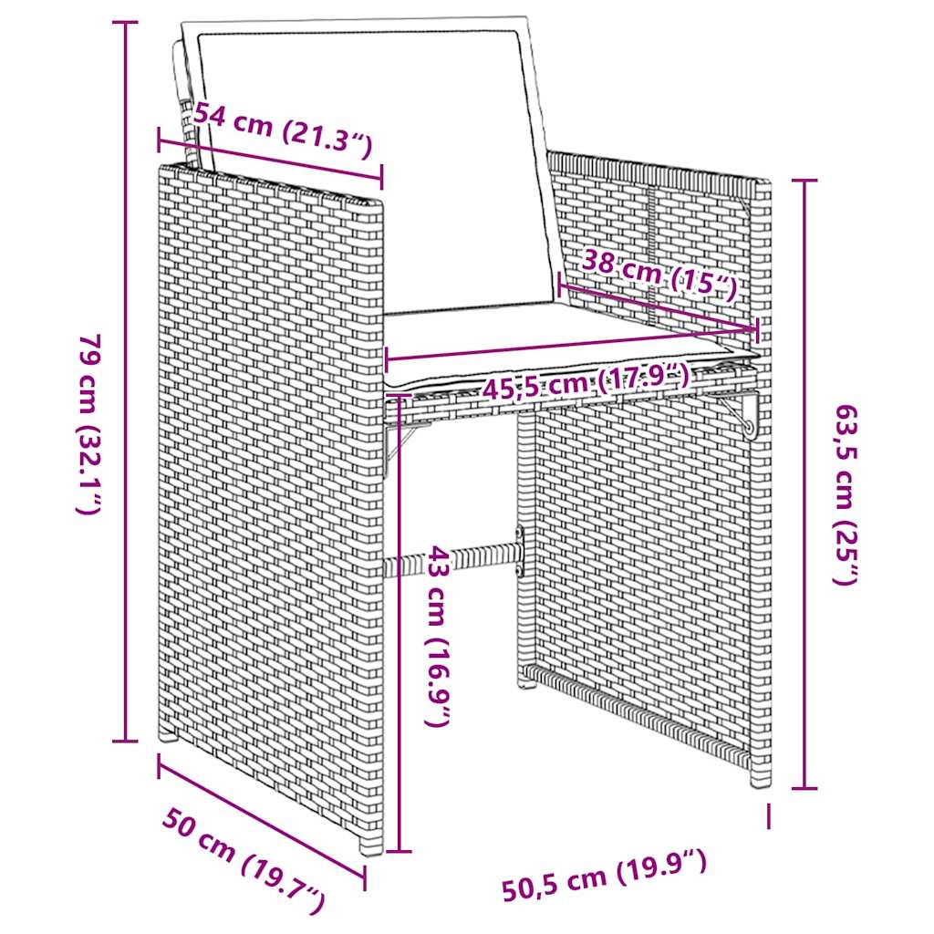 vidaXL Σετ 5 τεμαχίων Καρεκλών Dining Κήπου με Μαξιλάρια Ανοιχτό Γκρι Πολύ Ρατάν