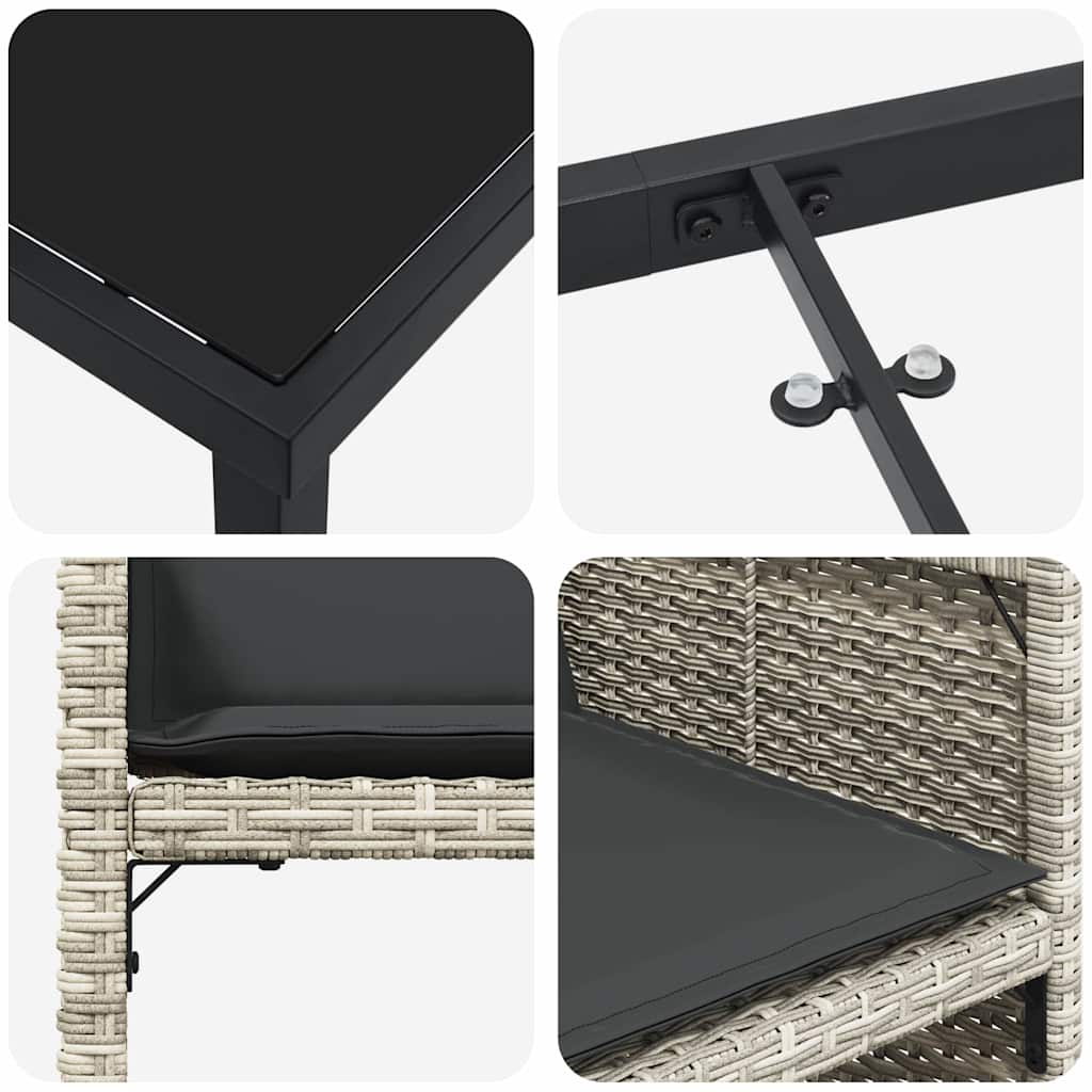 vidaXL Σέτ φαγητού για κήπο με μαξιλάρι 5 pcs Ανοιχτό γκρι Πολυ ράταν