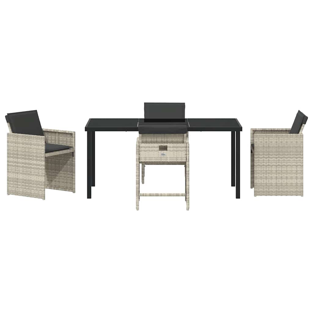 vidaXL Σέτ φαγητού για κήπο με μαξιλάρι 5 pcs Ανοιχτό γκρι Πολυ ράταν