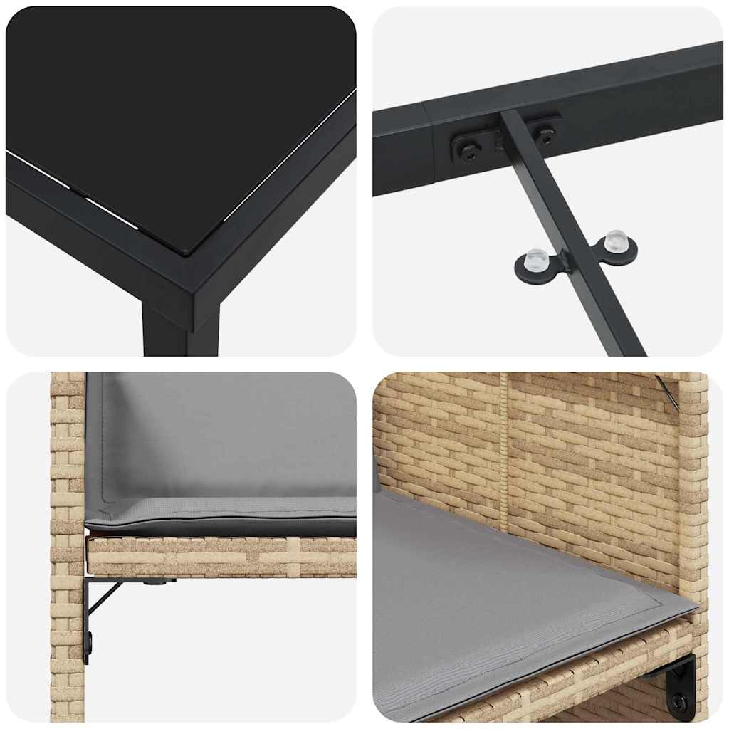 vidaXL Σέτ φαγητού για κήπο με μαξιλάρι 5 pcs Μπεζ Πολυ ράταν