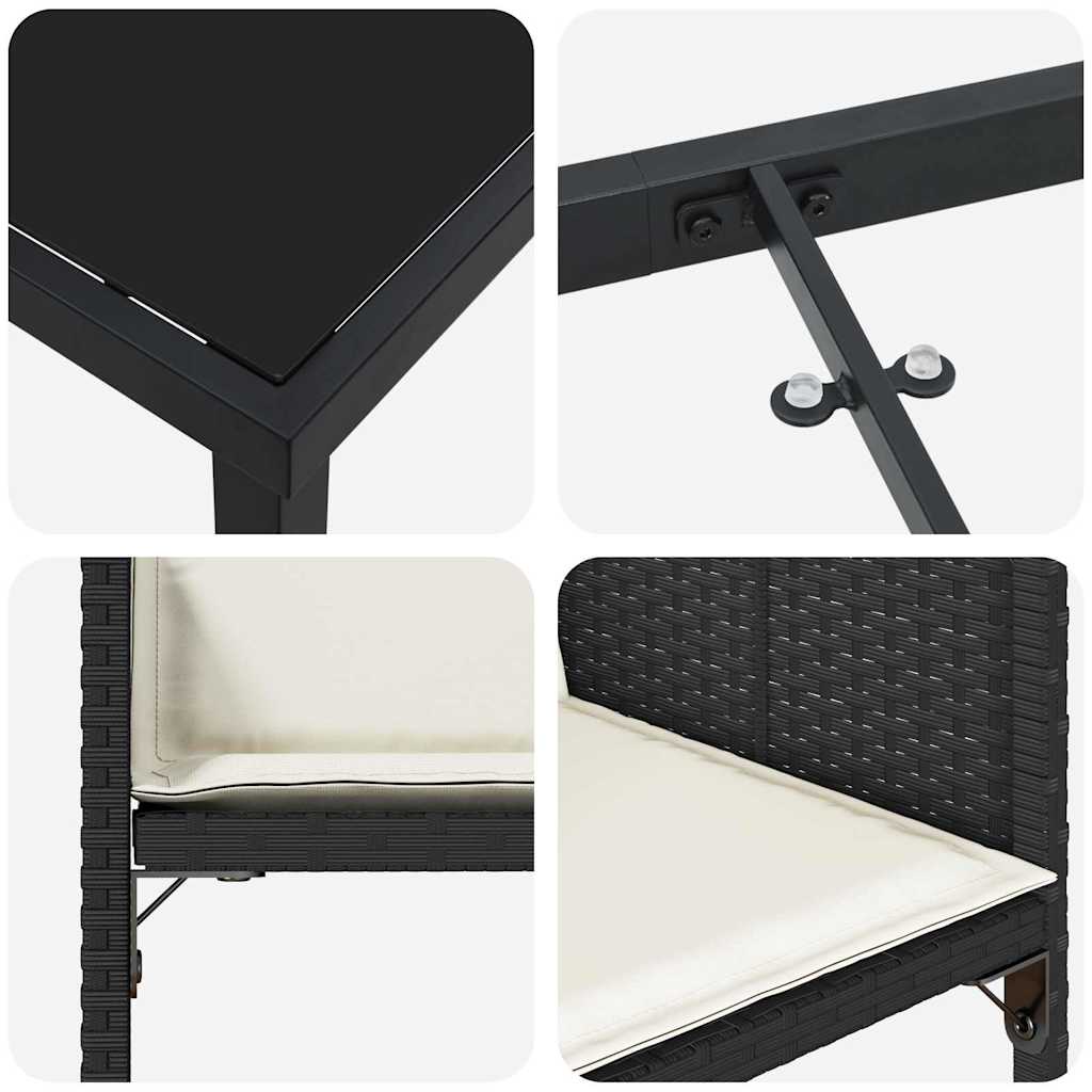 vidaXL Σετ τραπεζαρίας κήπου 5 τεμαχίων με μαξιλάρια , μαύρο πολυ rattan.