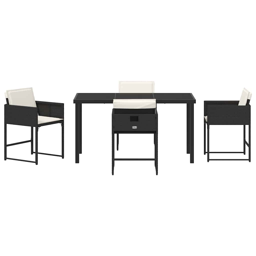 vidaXL Σετ τραπεζαρίας κήπου 5 τεμαχίων με μαξιλάρια , μαύρο πολυ rattan.