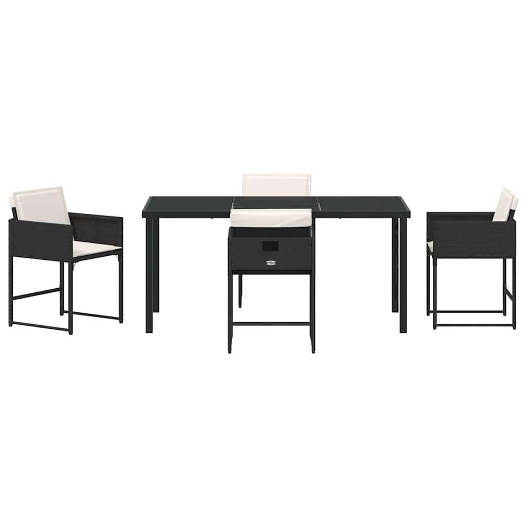 vidaXL Σέτ φαγητού για κήπο με μαξιλάρι 5 pcs Μαύρο Πολυ ράταν